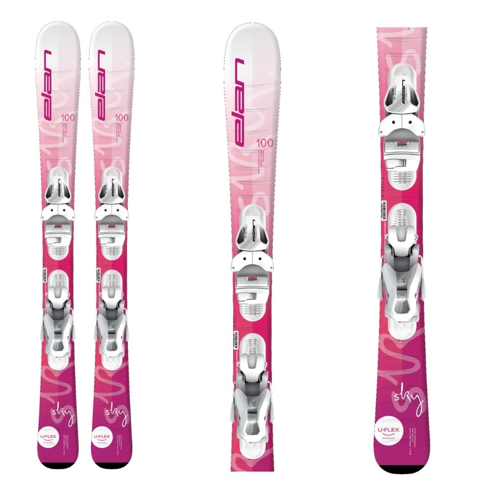 ELAN SKY WHT JRS + EL 4.5  Set juniorské sjezdové lyže růžové