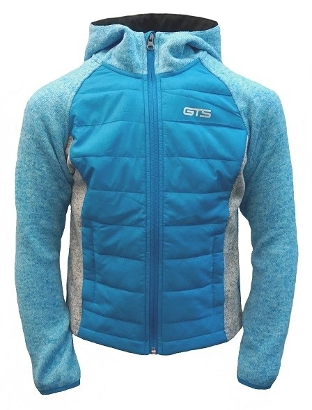 GTS  Strickmix dětská hybridní mikina s kapucí - aqua  modrá-šedá