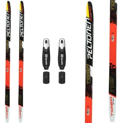 Lyže set Jr. TIGER šupiny + RO Basic a pásky Peltonen černá-červená