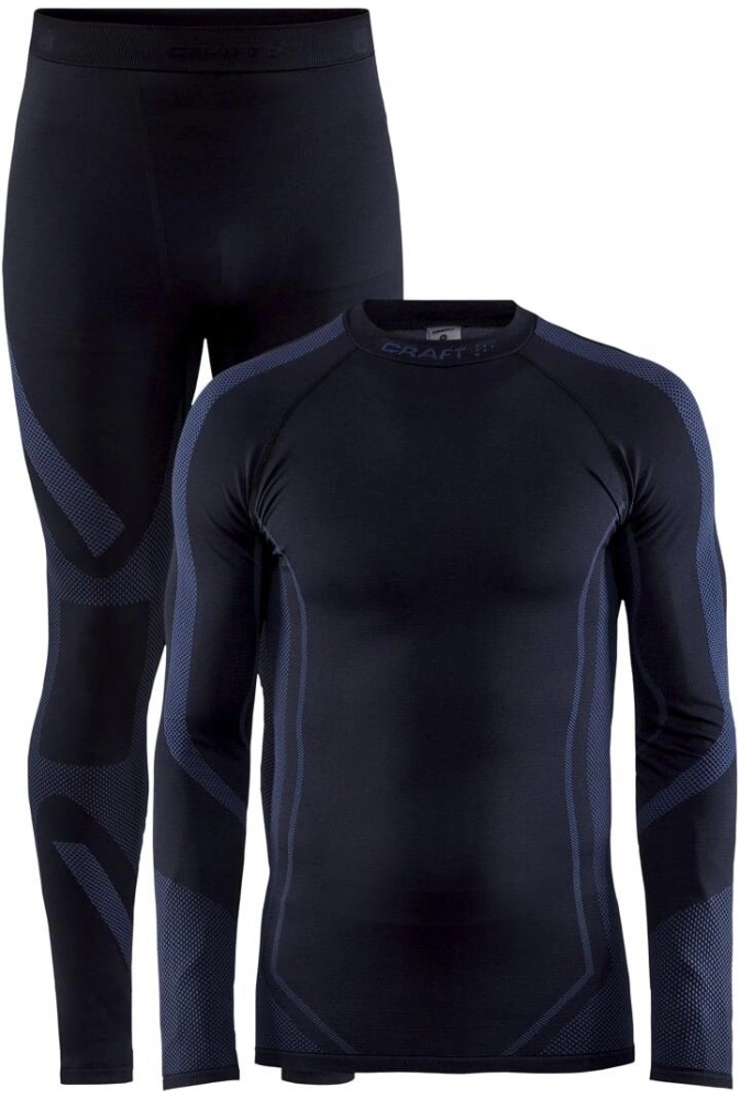 Set Craft Core Dry Fuseknit pánské triko+spodky černá-modrá